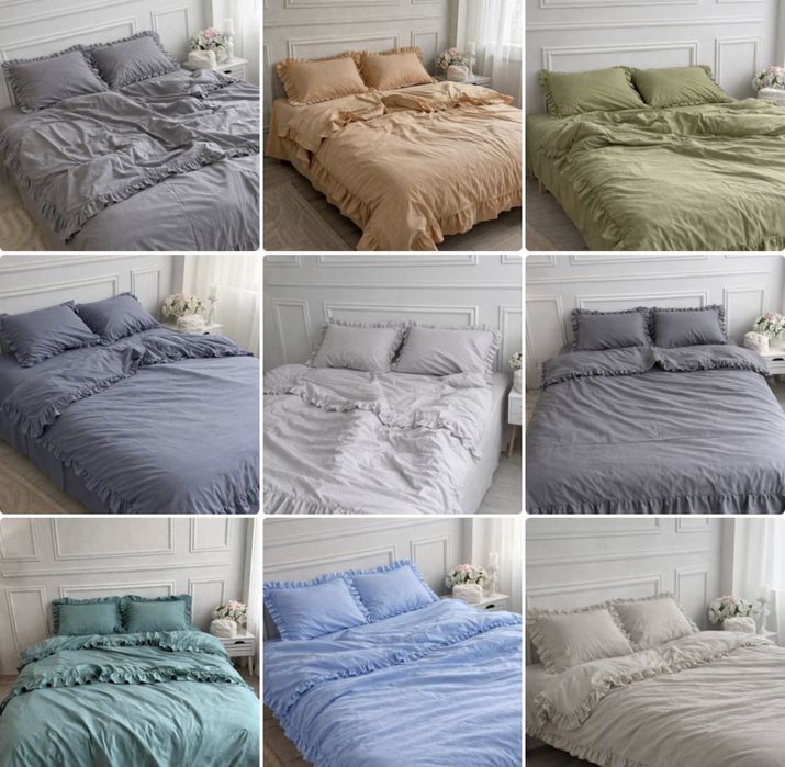 Новинка! Постільна білизна варена бавовна з рюшами вареный хлопок