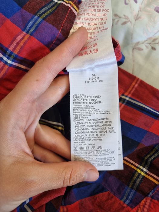 Дитяча сорочка в клітинку LEVIS 4-5 років 110 см детская рубашка