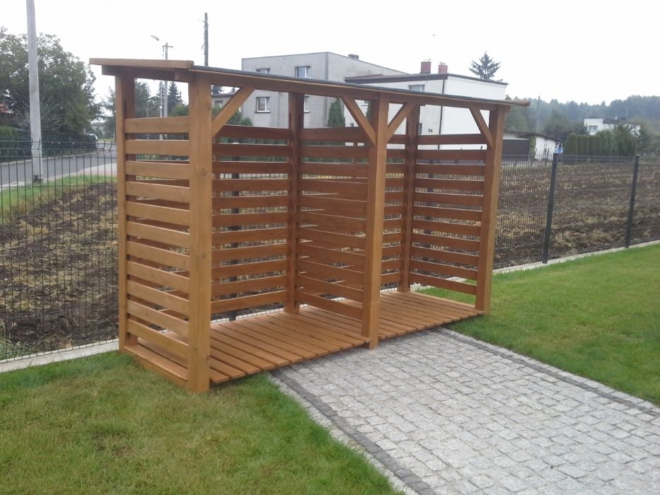 Drewutnia drewniana 3,14 x 1,1m na drewno kominkowe, wiata na drewno