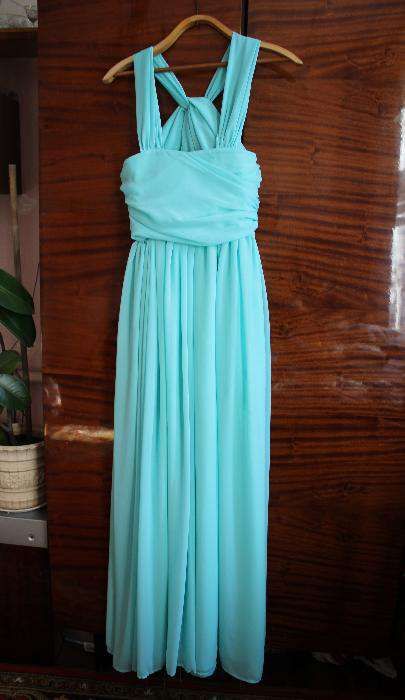 Шифоновое мятное платье Платье для подружки невесты Выпускное платье