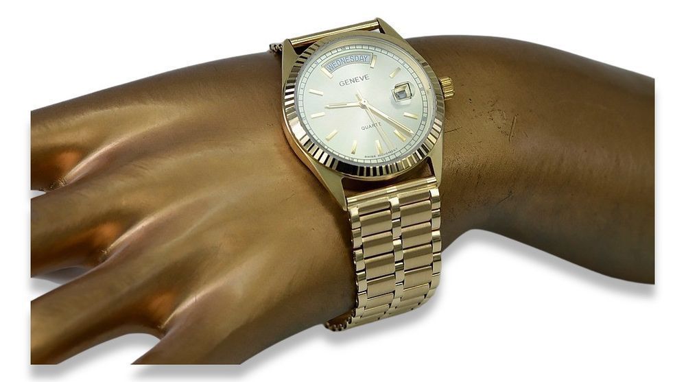 Złoty zegarek bransoletą męski 14k Geneve mw013ydy&mbw007y Wrocław Wr