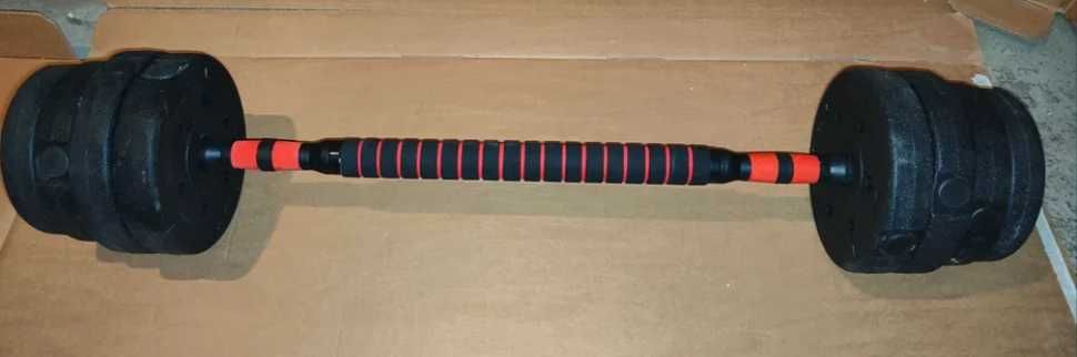 Hantle 2x5KG bitumiczne regulowane zestaw 2w1 sztanga gryf 10KG CIĘŻAR