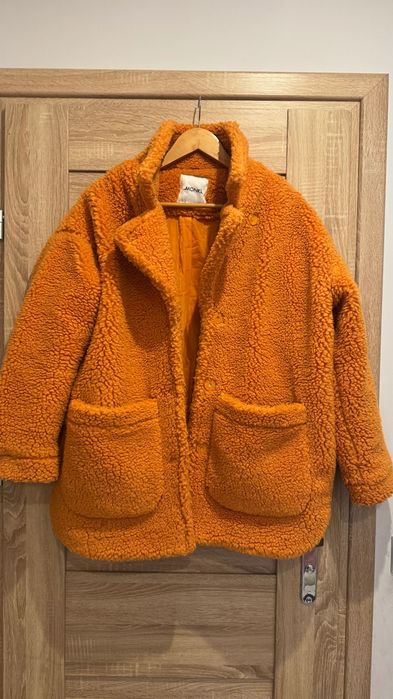 Kurtka typu teddy MONKI – ciepła, pomarańczowa,