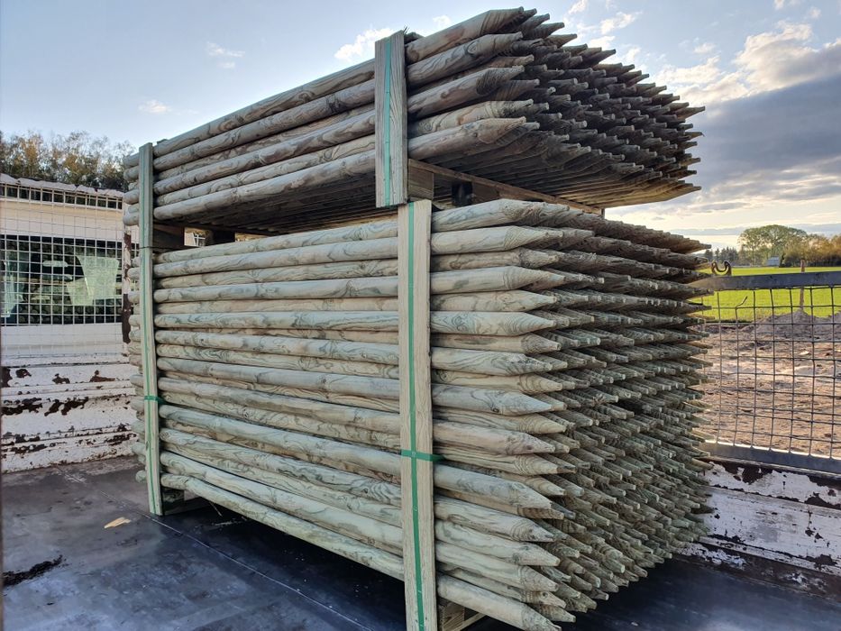 Palisada drewniana toczona paliki słupki melioracyjne kołki toczone