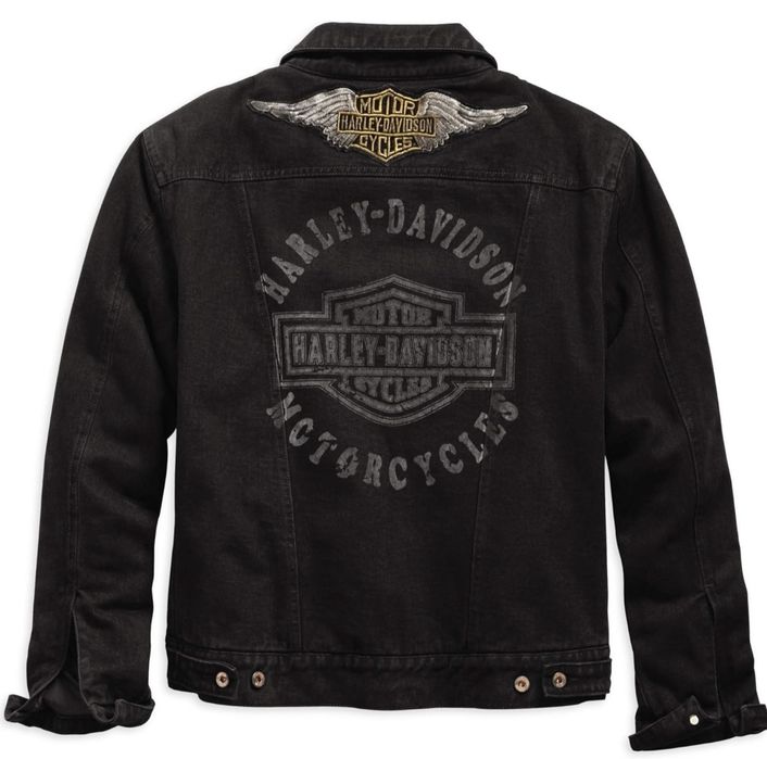 Чорна джинсова куртка Harley-Davidson Men's Slim Fit Overdyed