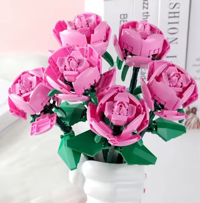 Букет троянд лего конструктор букет квітів 3д квіти пластикові лего