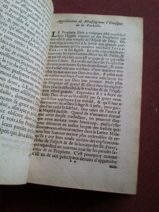 1679-Isaïe Traduit en François Avec Une Explication Tirée de SS. Peres