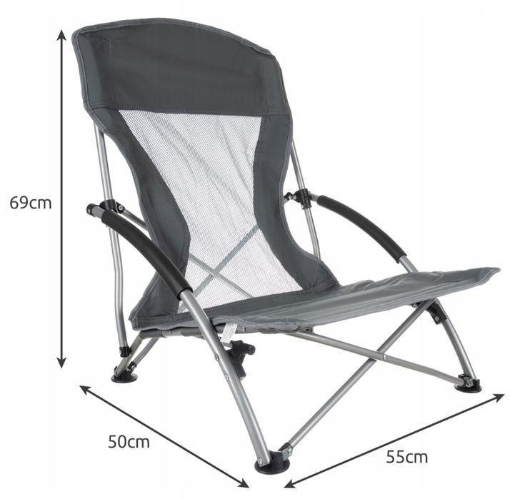 Krzesło Wędkarskie Turystyczne Składane z Oparciem Plażowy Ogrodowy