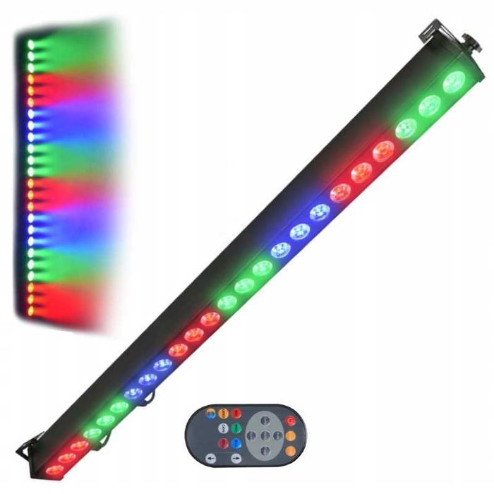 Listwa Belka LED BAR Mocne 24x3W RGB Mix Kolorów Strobo DMX + Pilot