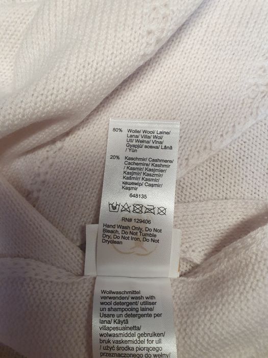 Komplet Czapka + szal Bonprix wełna kaszmir złamana biel