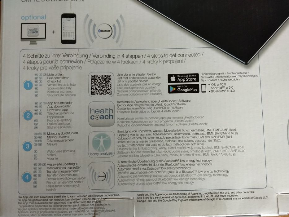 Waga Smart SBF70 Sanitas. Bluetoothhh Czarna Szklo