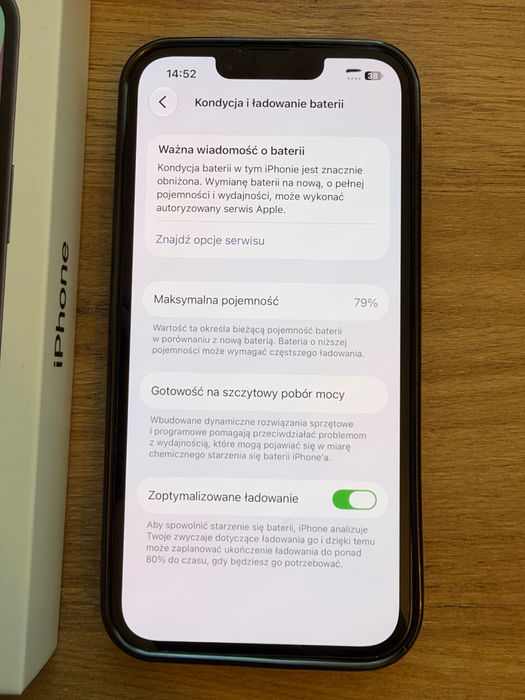 iPhone 14 Midnight 128 GB – w pełni sprawny, pudełko + etui