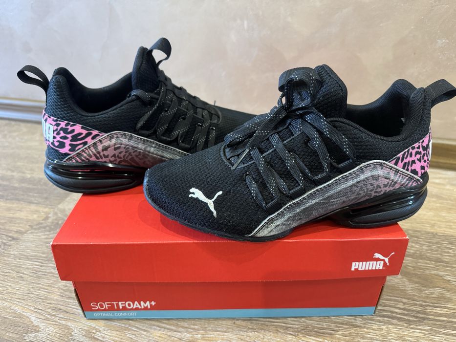 Кроссовки Puma женские черные с розовым Axelion Feline Fine WMNS