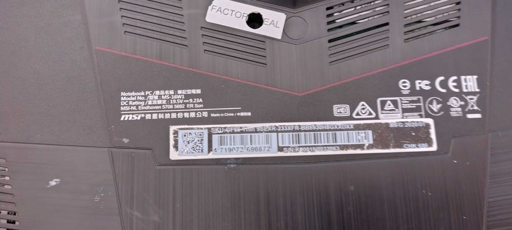 MSI MS-16W1 Core i⁵-9300H/RTX2060 6Gb/DDR4 16Gb/SSD 128Gb/16" 144Hz