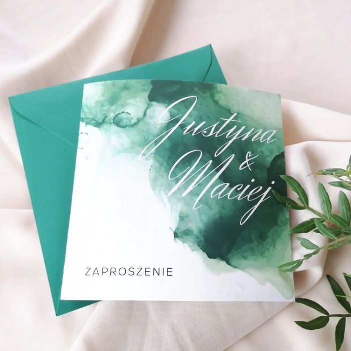 Zaproszenia ślubne butelkowa zieleń
