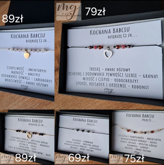 Bransoletka z kamieni naturalnych dla babci na dzień babci