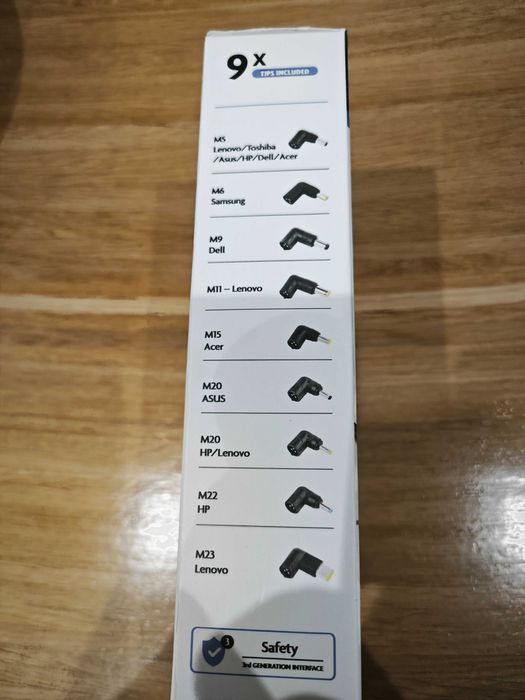 Uniwersalny zasilacz laptop 90W 19V/19.5V/20V Lenovo Dell HP