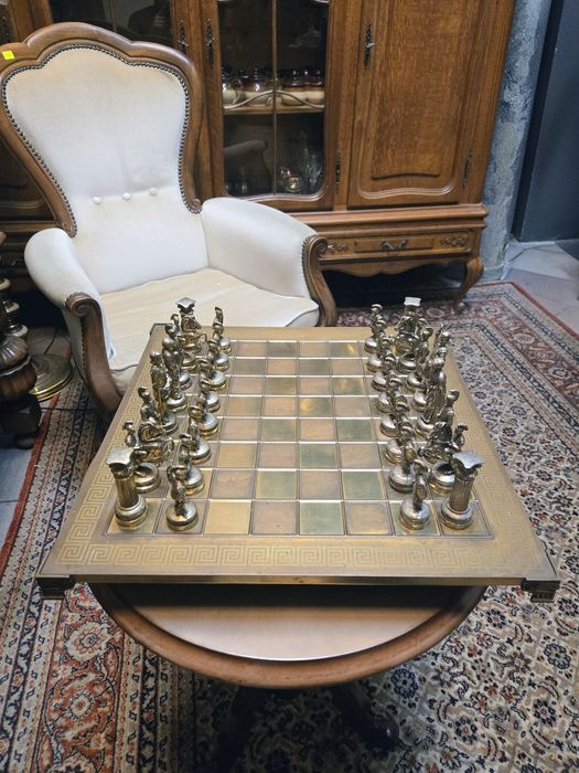 Szachy srebrne mosiężne stare piękne Kalisz