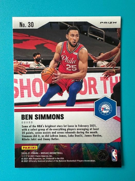 Karta NBA Ben Simmons Panini Mosaic Basketball Center Stage Koszykówka