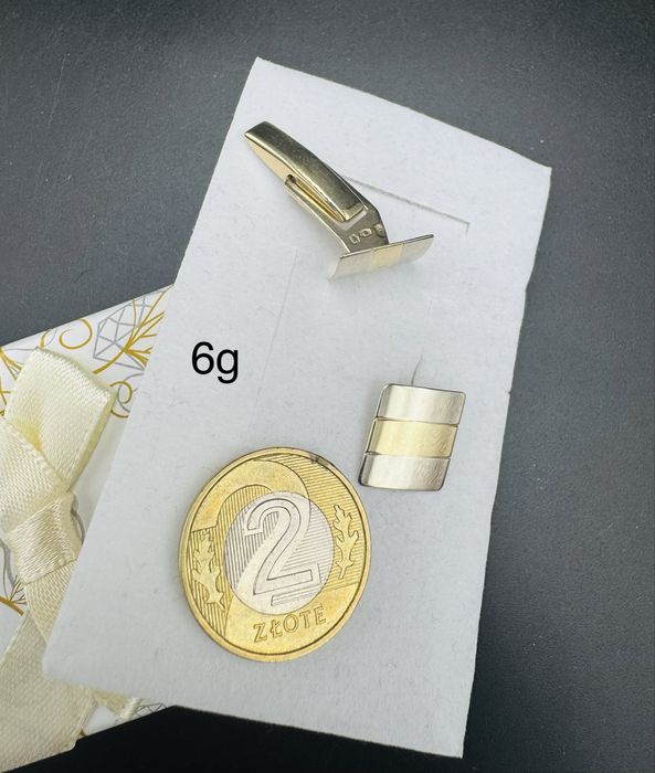 Nowe zlote spinki do mankietow proba 585 waga 6g