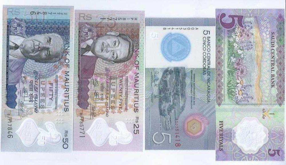 NOTAS DE POLIMERO 4  NOVAS Saudita Nicaragua e Mauritius