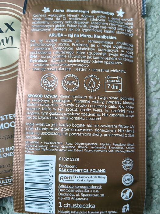 Chusteczki samoopalające dax sun 15 sztuk