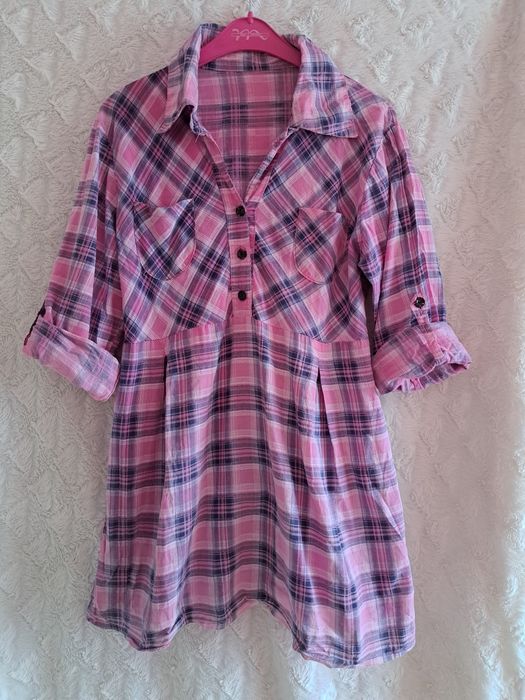 Koszula w kratę różowa