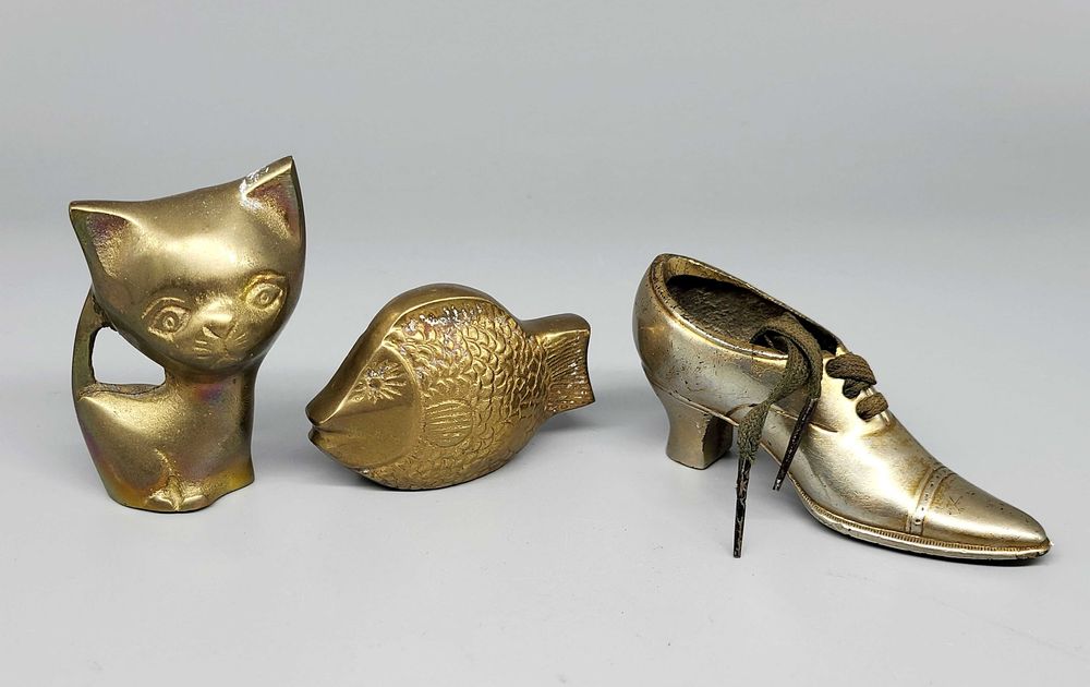 Ryba Figurka mosiężna Rybka z mosiądzu vintage