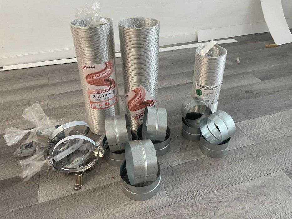 Tubos de exaustaão e abraçaderias de fixação 150mm e 120mm