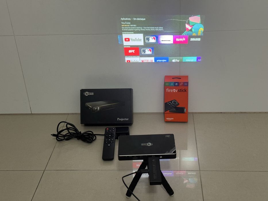 Projetor a bateria + fire tv stick amazon