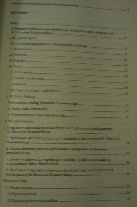 Wychowanie integralne dziecka w wieku przedszkolnym L. Opiela spis