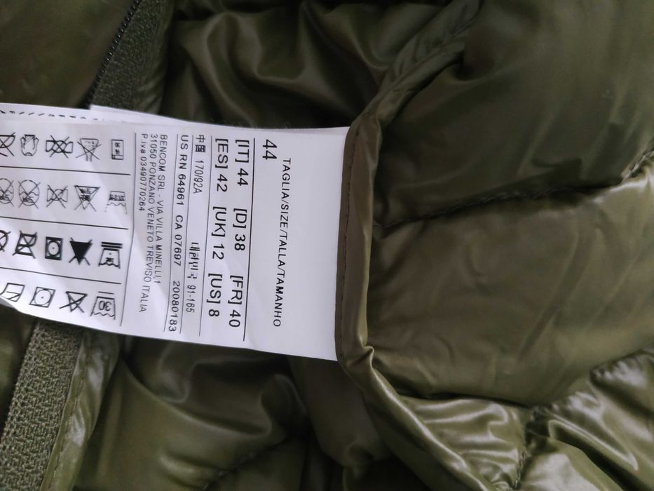 Kurtka pikowana zielona Benetton rozm. 38 S/M
