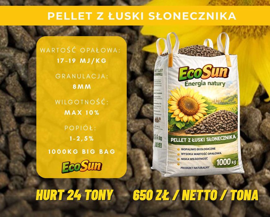 Ekologiczny Pellet z Łuski Słonecznika - Big Bag 1000KG