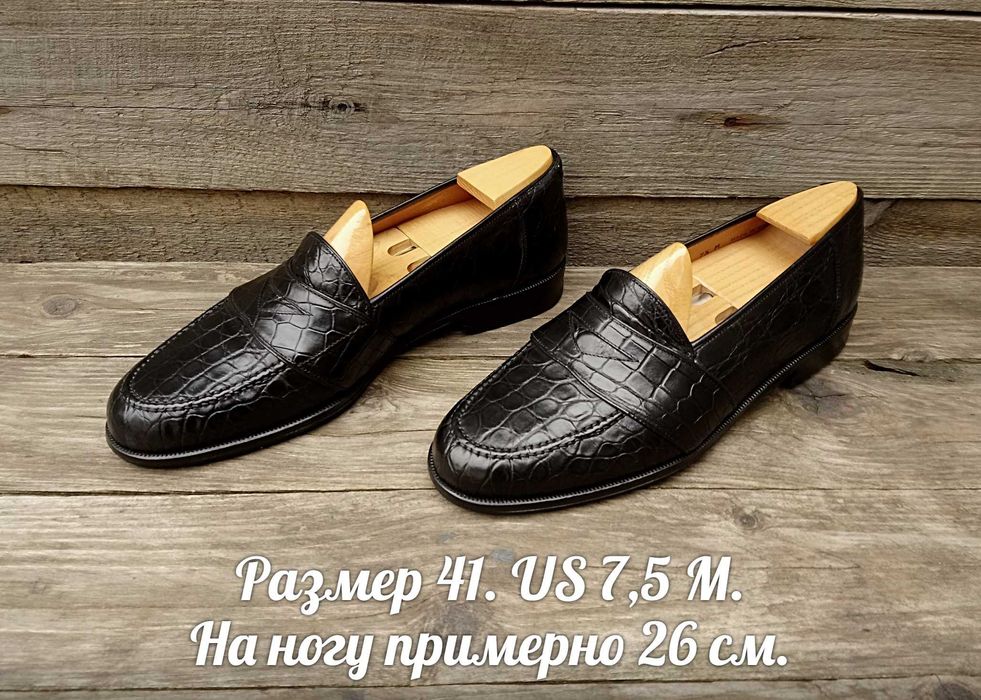 MAGNANNI р 40 Шкіра Крокодила Лофери Чорні Туфлі Чоловічі Мокасини