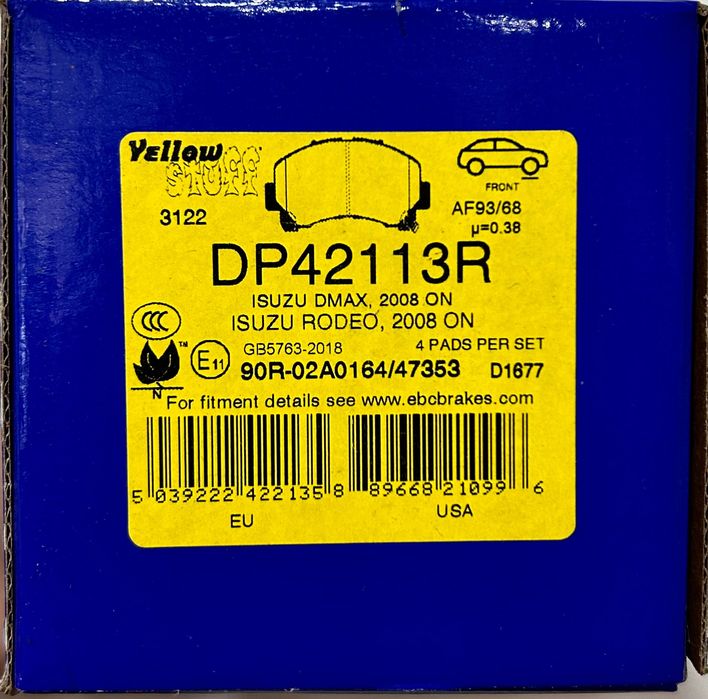 EBC Yellowstuff Brake Pads DP42113R-Pastilhas EBC Isuzu Dmax Rodeo