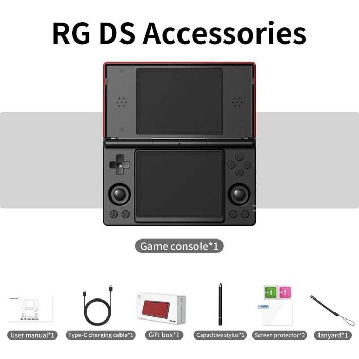 Jak nowy - Anbernic RG DS - Black+Crimson Red