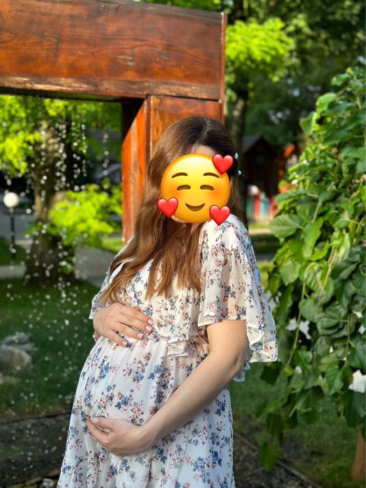 Сукня сарафан літня біла в квітковий принт шифон рюші на вагітну