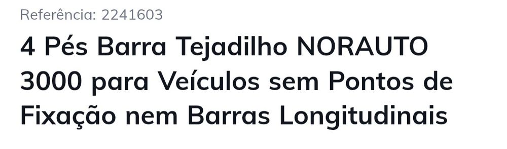 Barras de tejadilho Norauto para veículo sem pontos de fixação