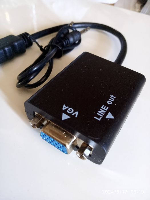 HDMI - VGA адаптер конвертер видео + аудио, 1080P Кабель  HDMI -VGA