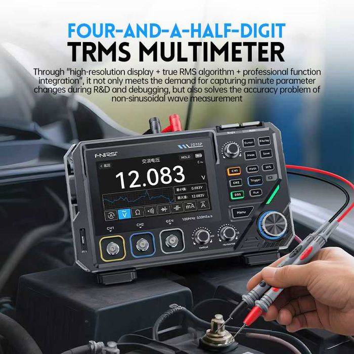 Osciloscópio 2 canais 100Mhz 500MSa/s + multímetro e gerador de sinais