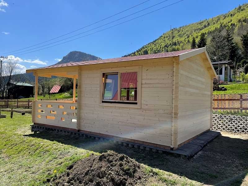 DOMEK OLGA Letniskowy 5x7m BALIK 44mm Taras 3m PROJEKT NA WYMIAR