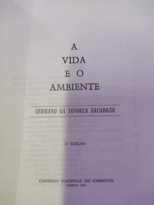 Livros Colecção O Ambiente e o Homem Germano da Fonseca Sacarrão