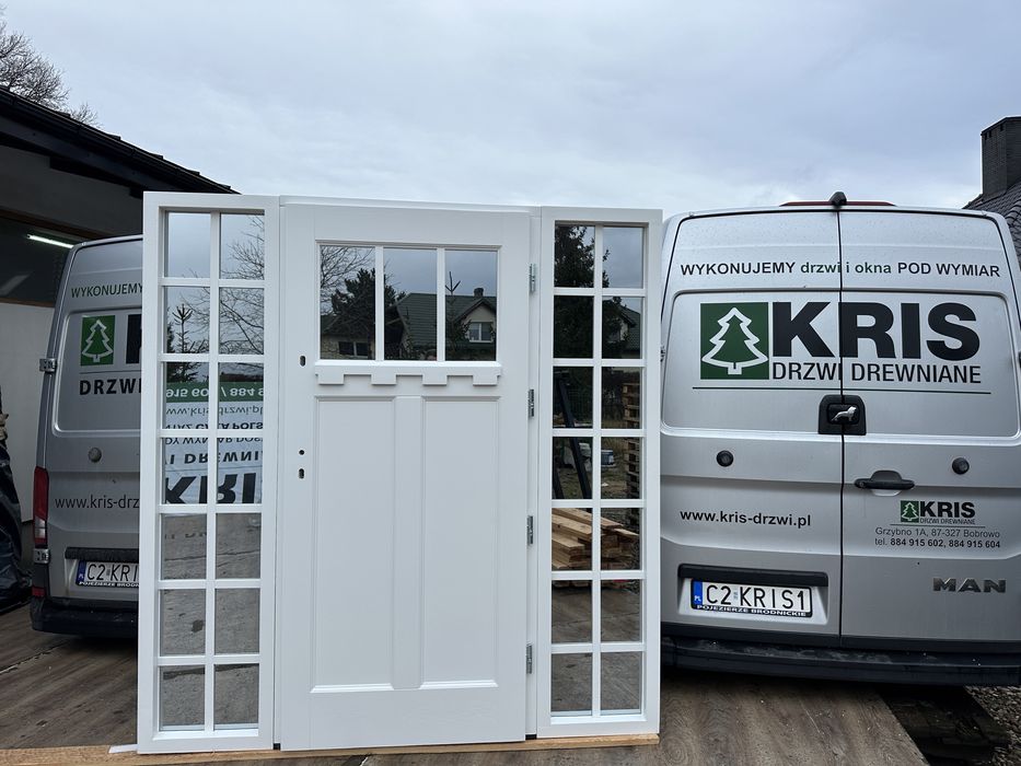 Drzwi zewnętrzne drewniane z doświetlami Cała Polska Amerykański Styl