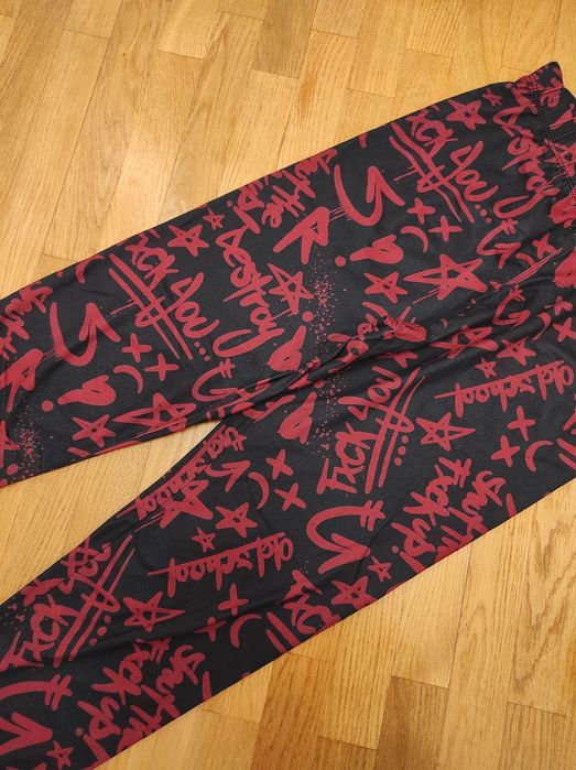 Legginsy czerwone czarne goth rock punk emp S
