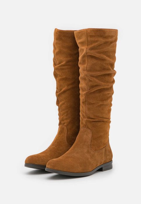 Tamaris Muszkieterki kozaki skórzane zamszowe rude 39