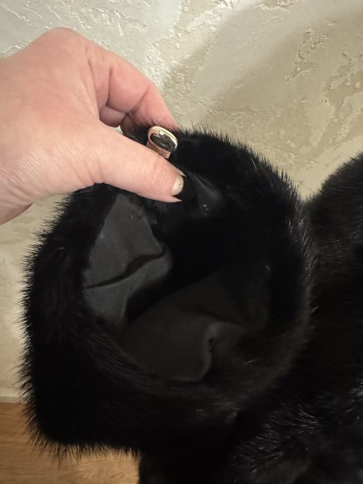 ХL  Норковая шуба с капюшоном ,черная авто леди полушубок