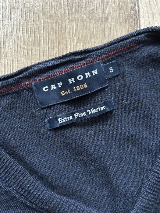 Sweter wełniany wełna merino Cap Horn s extra fine granat jak nowy