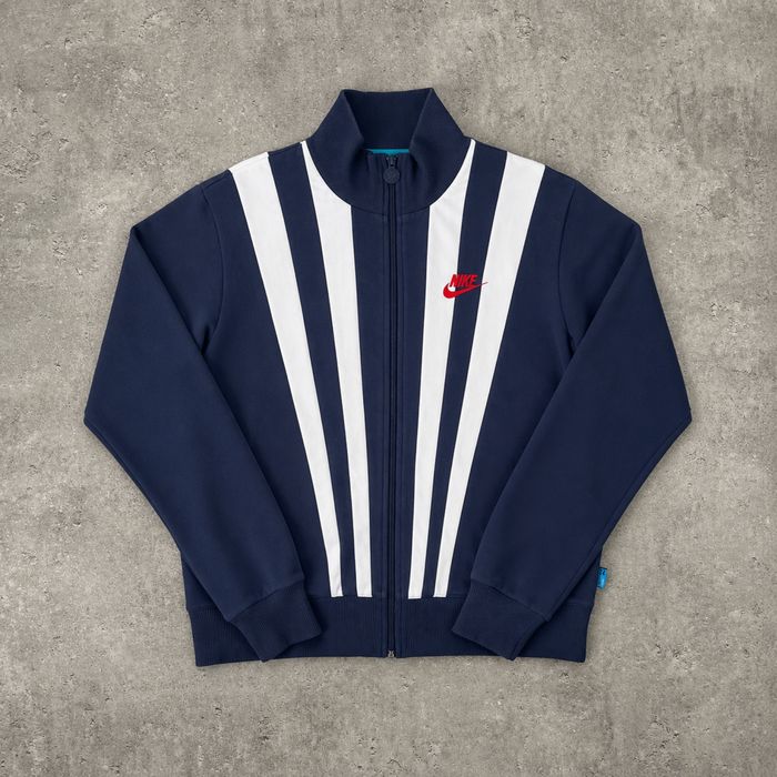 Nike Vintage Track Top Blue White Stripes Bluza Nike Vintage Y2K Rozpinana Retro Track Jacket Paski