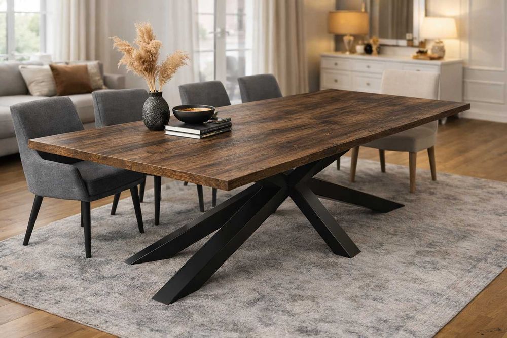 Duży stół do salonu, jadalni, sali konferencyjnej - Dąb Hunton Ciemny