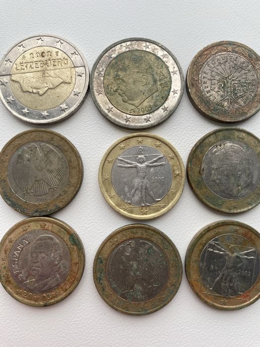 Монети 2€ та 1€ 1999-2009 років